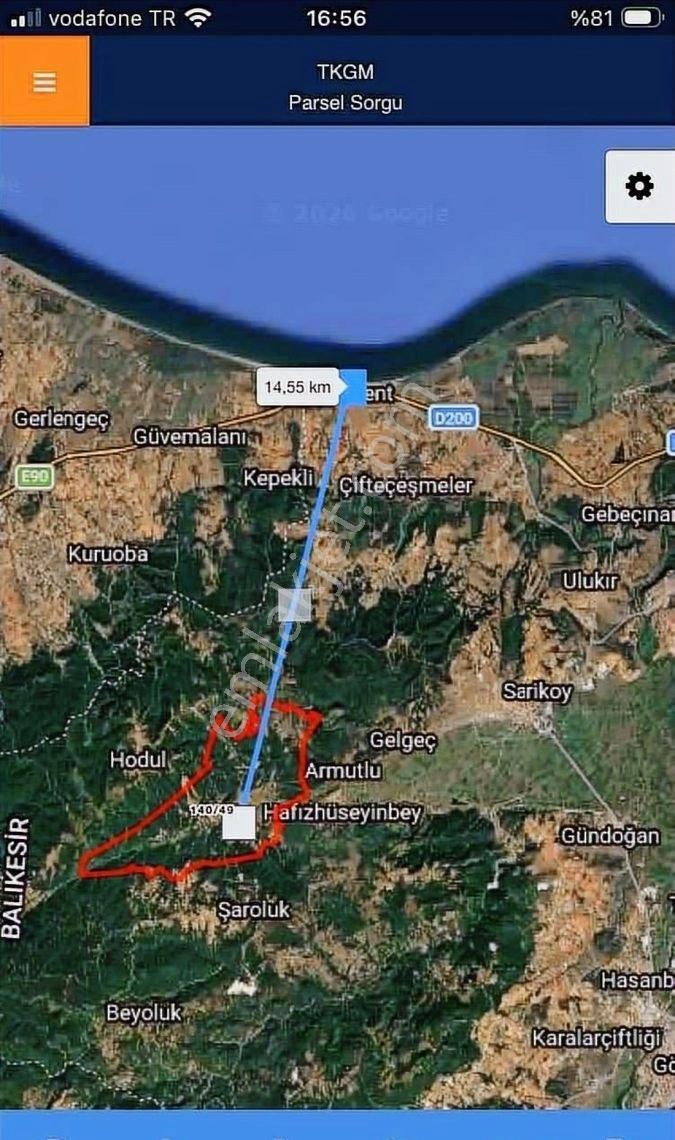 Gönen Geyiklide Köy Dibinde Satılık Tarla - Görsel 3