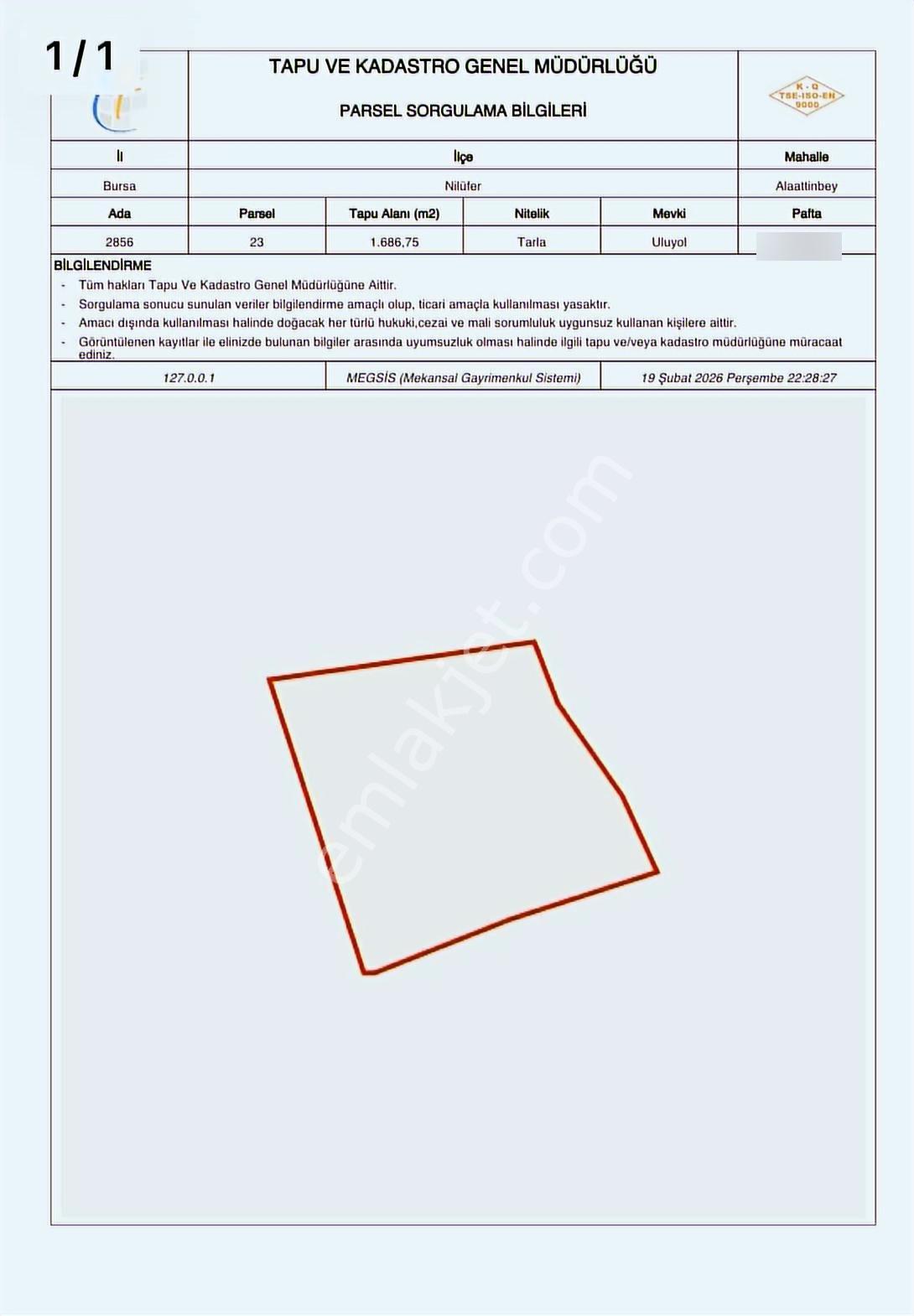 K2 Pera'dan Alaaddinbey 1686 M2 Kiralık Tarla - Görsel 3