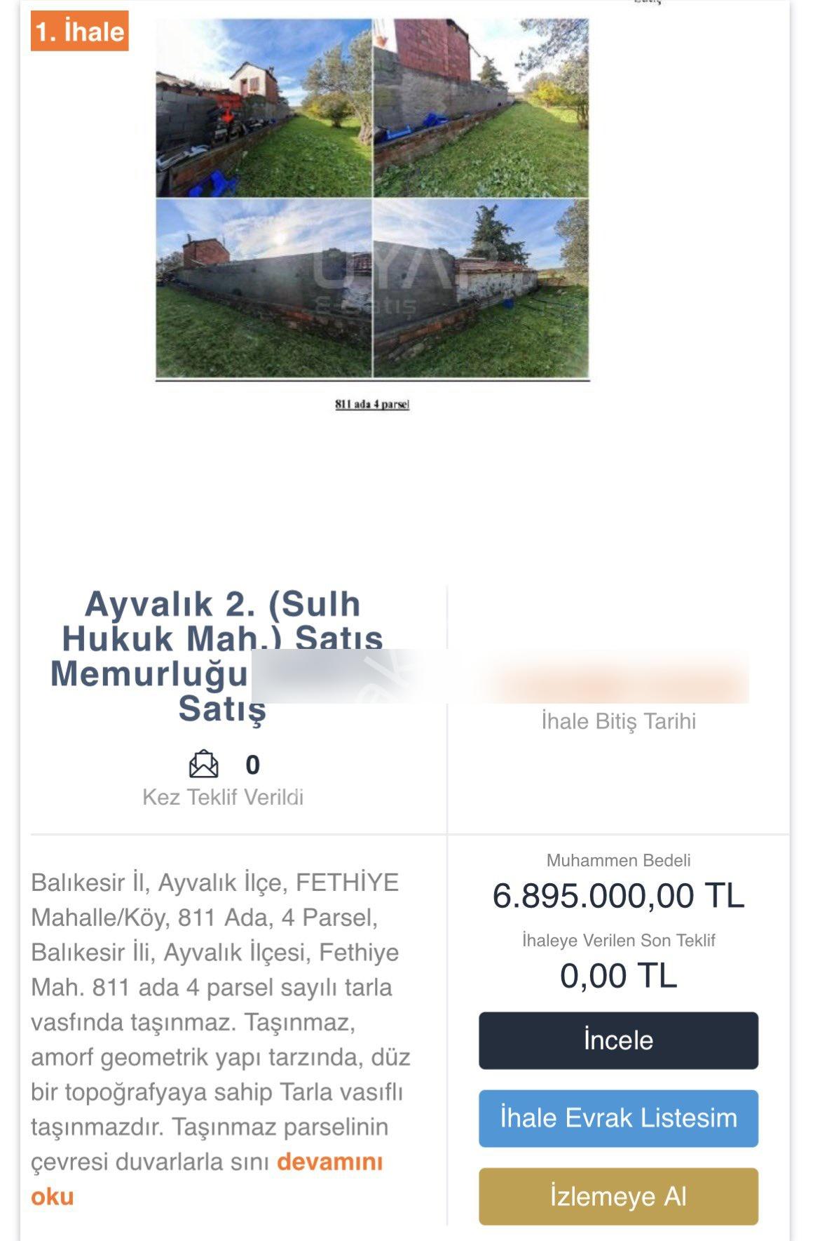 Balıkesir/ayvalık İhaleyle Tarla Satışı - Görsel 2
