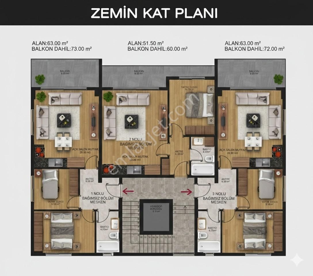 Marmaris Sıfır Projede Satılık 1+1 Açık Mutfak Daire - Görsel 2