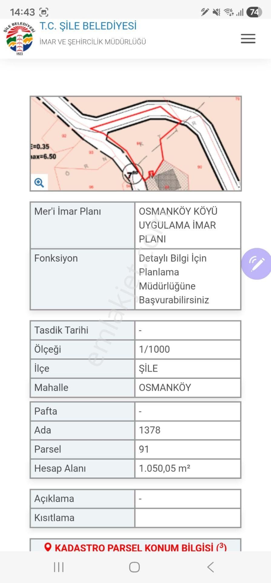 Şile Osmanköy Mah. Konut / Villa İmarlı Satılık 1.050m2 Arsa - Görsel 7