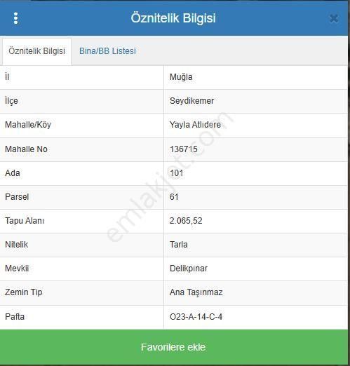 Goldhouse Dan Satılık Seydikemer Atlıdere De 2065 M2 Tarla - Görsel 2
