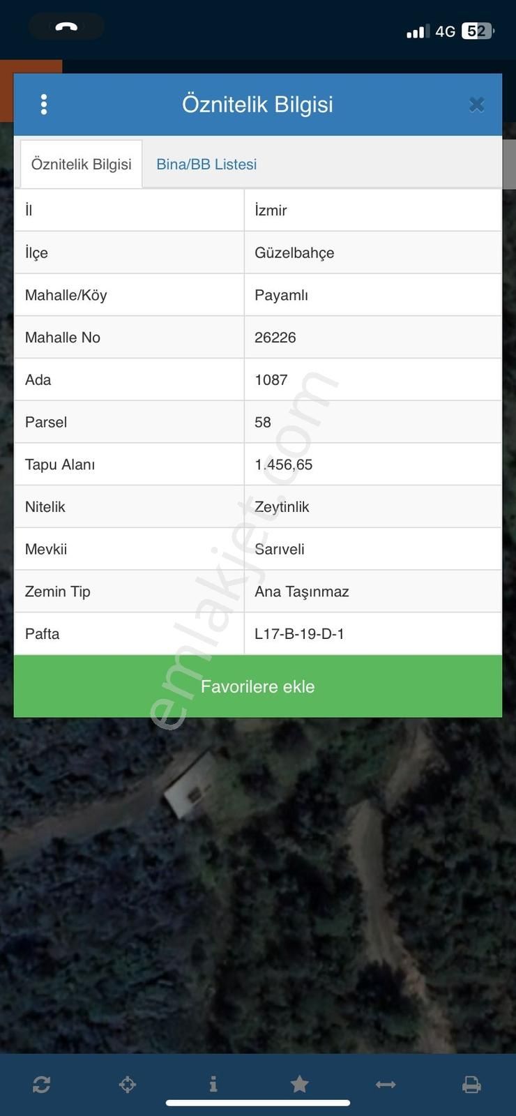 Güzelbahçe Payamlı 'da 1456m2 Zeytinlik