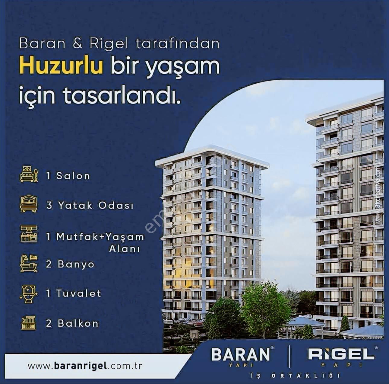 Güneş Gayrimenkul Den Baran Rigel Yapı Satılık Lüx Daire - Görsel 16
