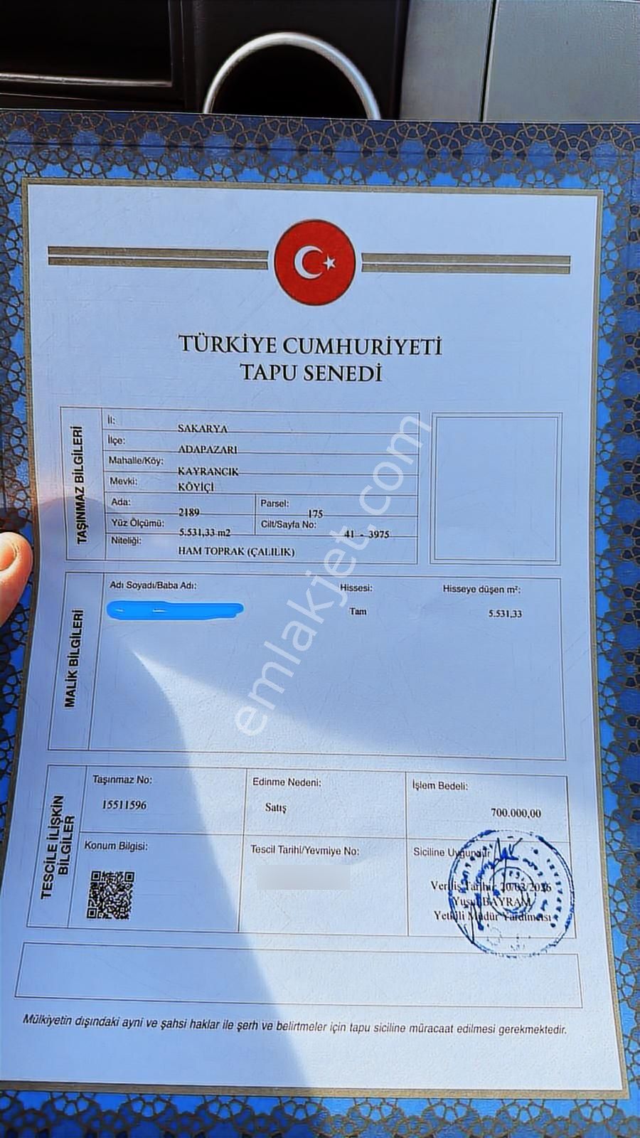 Adapazarı Kayrancıkta Yerleşime 70m Yakın 5531 M² Satılık Tarla - Görsel 2