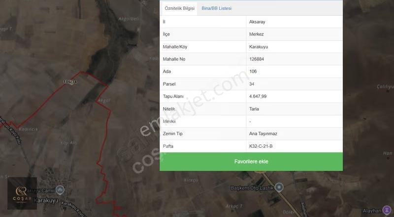 -coşar Gayrimenkul- Karakuyuda 4648m2 Satılık Tarla Yolu Açık - Görsel 4
