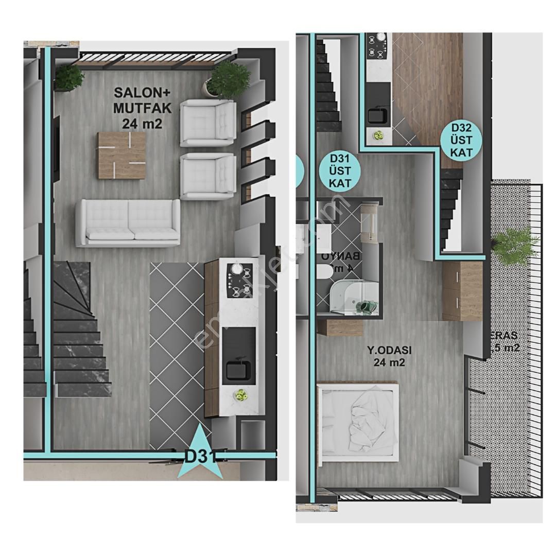 Kabaoğlu'nda Site İçerisinde Sıfır 88 M2 1+1 Yatırımlık D. Daire - Görsel 7