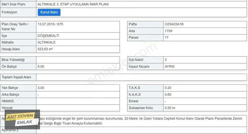 Yeşilbayır Pazarı Karşısı 524 M2 Önü Açık Parka Cephe Arsa - Görsel 2