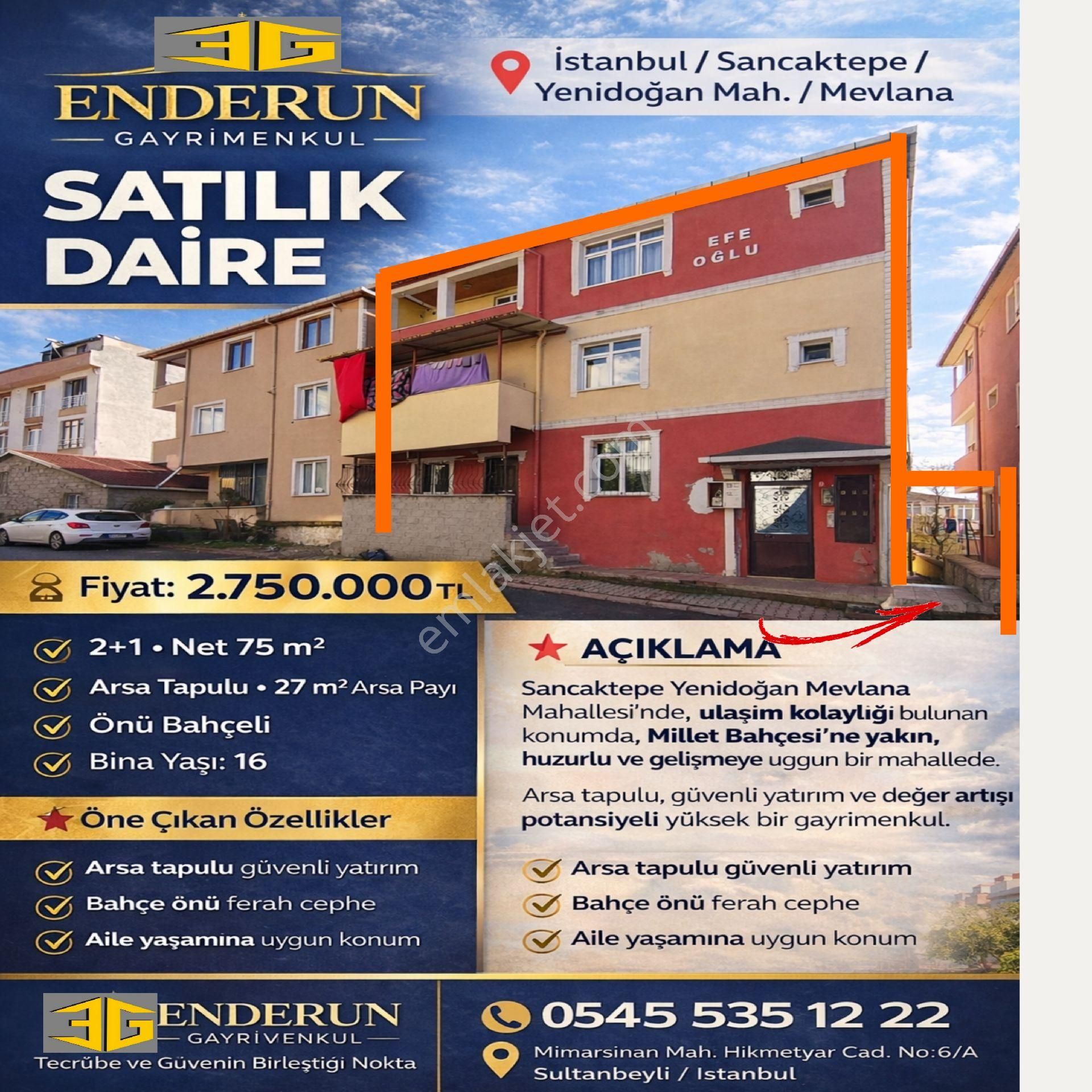 İstanbul Sancaktepe Yenidoğan Satılık 2+1 Daire