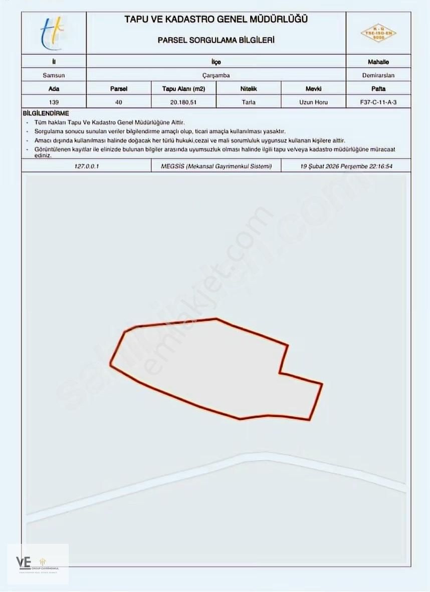 Cezaevine Yakın Satılık 20 Dönüm Tarla