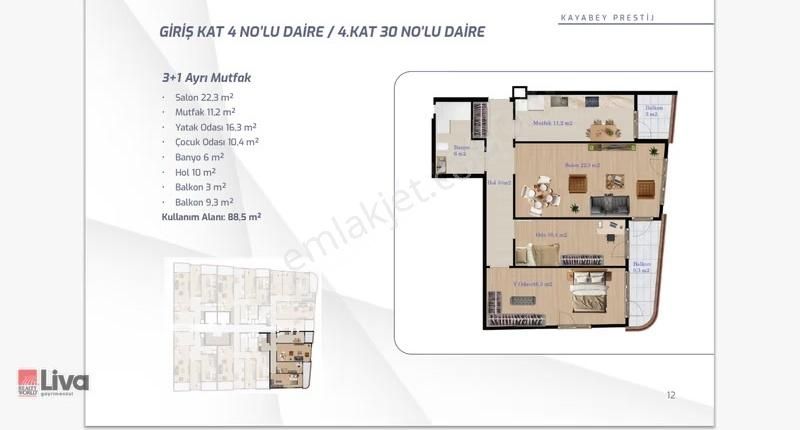 Liva'dan Kayabey Prestij De Lansman Fiyatlarıyla 3+1 Daire - Görsel 24