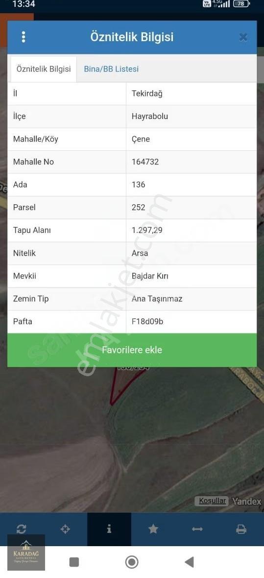 Tekirdağ Hayrabolu Çene De Satılık Kupon Yer - Görsel 4