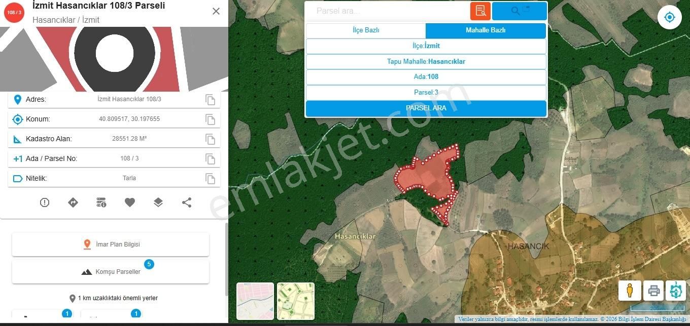 İzmit Hasancıklar'da Satılık Tarla Yüksek Prim Potansiyeli