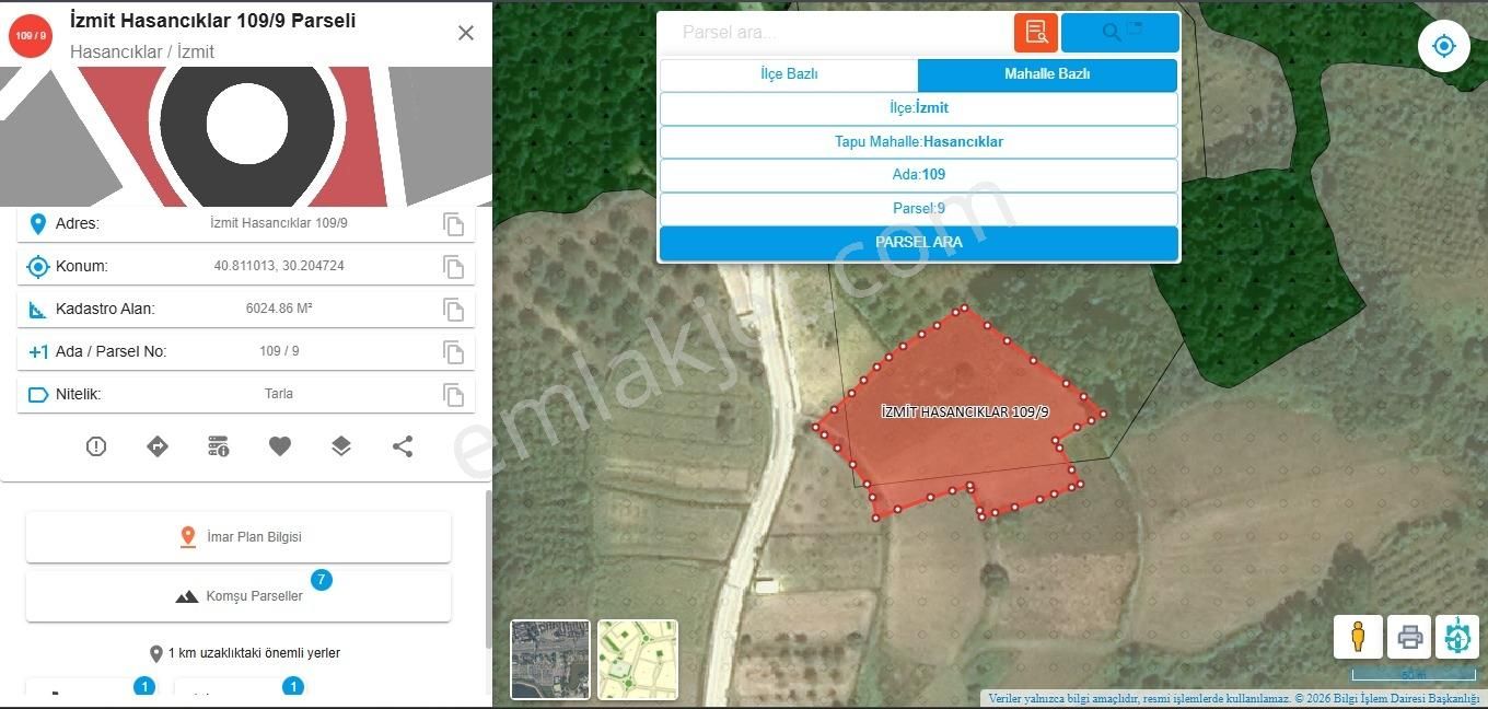 İzmit Hasancıklar Mahallesi Satılık Tarla Uygun Fiyatlı Yatırım