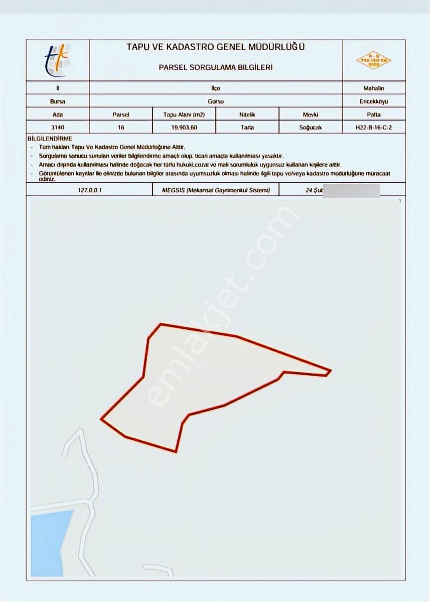 Bursa Gürsu Ericek Soğucak Mevkii Satılık 19.903 M2 Tarla - Görsel 4
