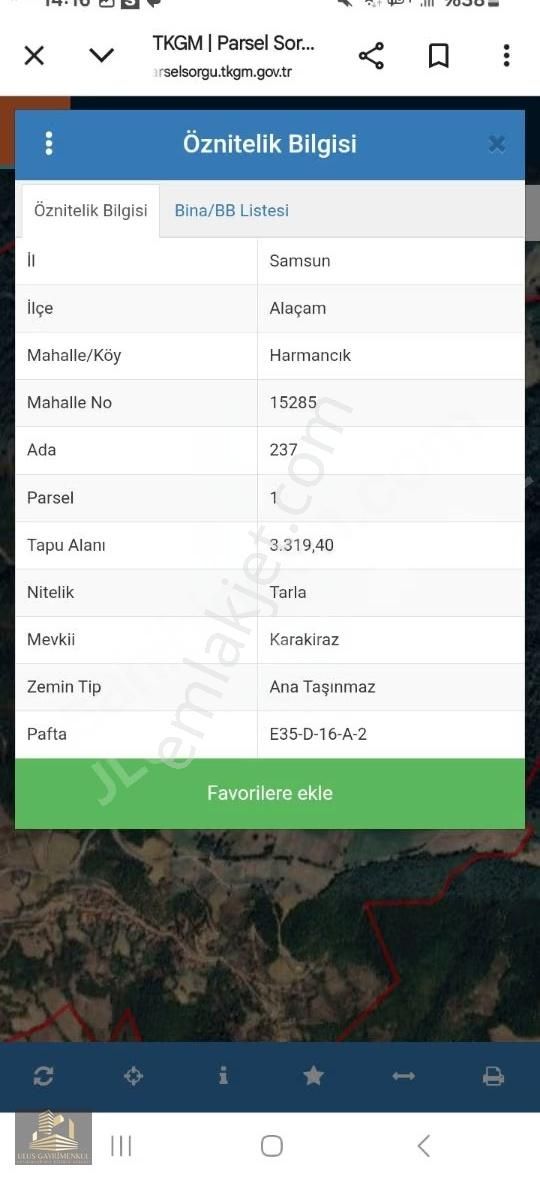 Alaçam Harmancık'ta Yakakent'e 4 Km Mesafede 1106 M2 Arazi