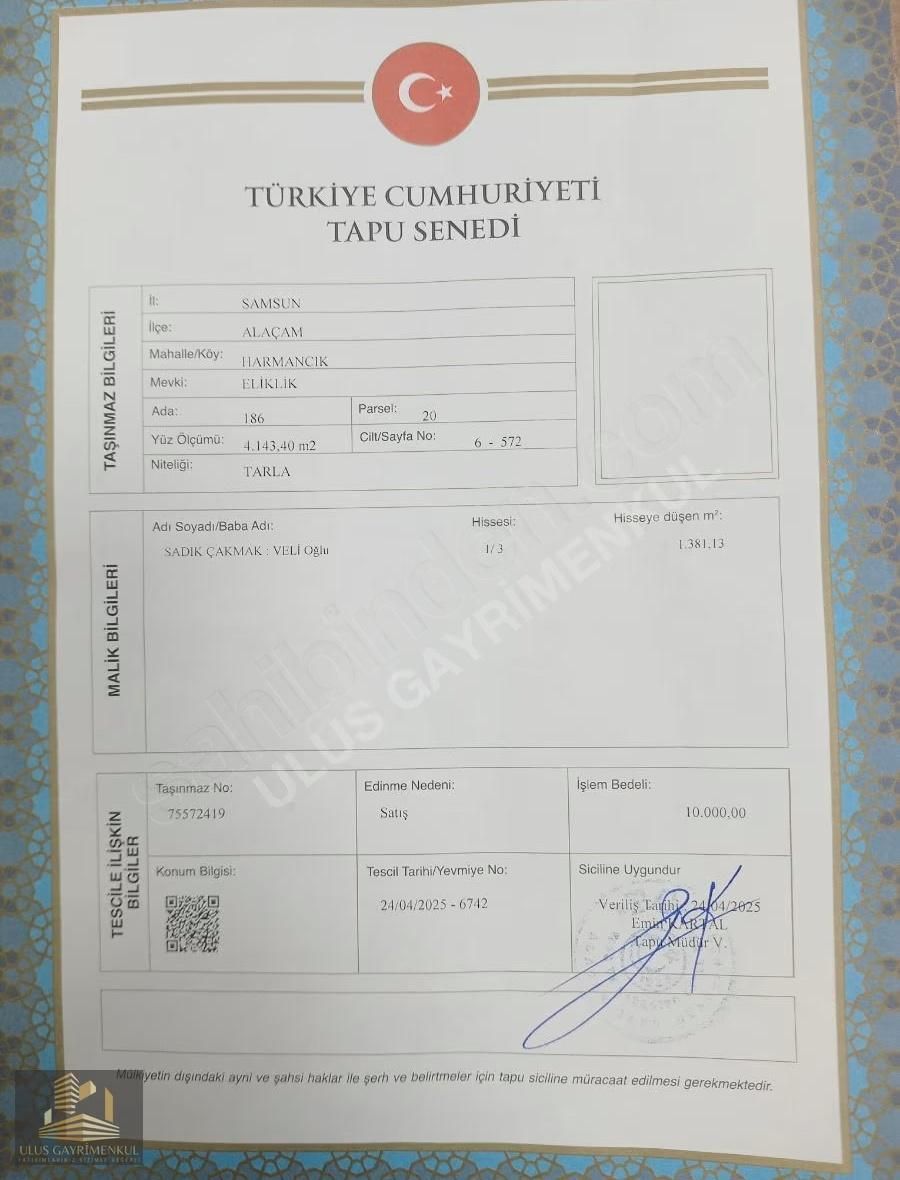 Alaçam Harmancık Mahallesi, Yakakent'e 4 Km 1381 M2 Arazi