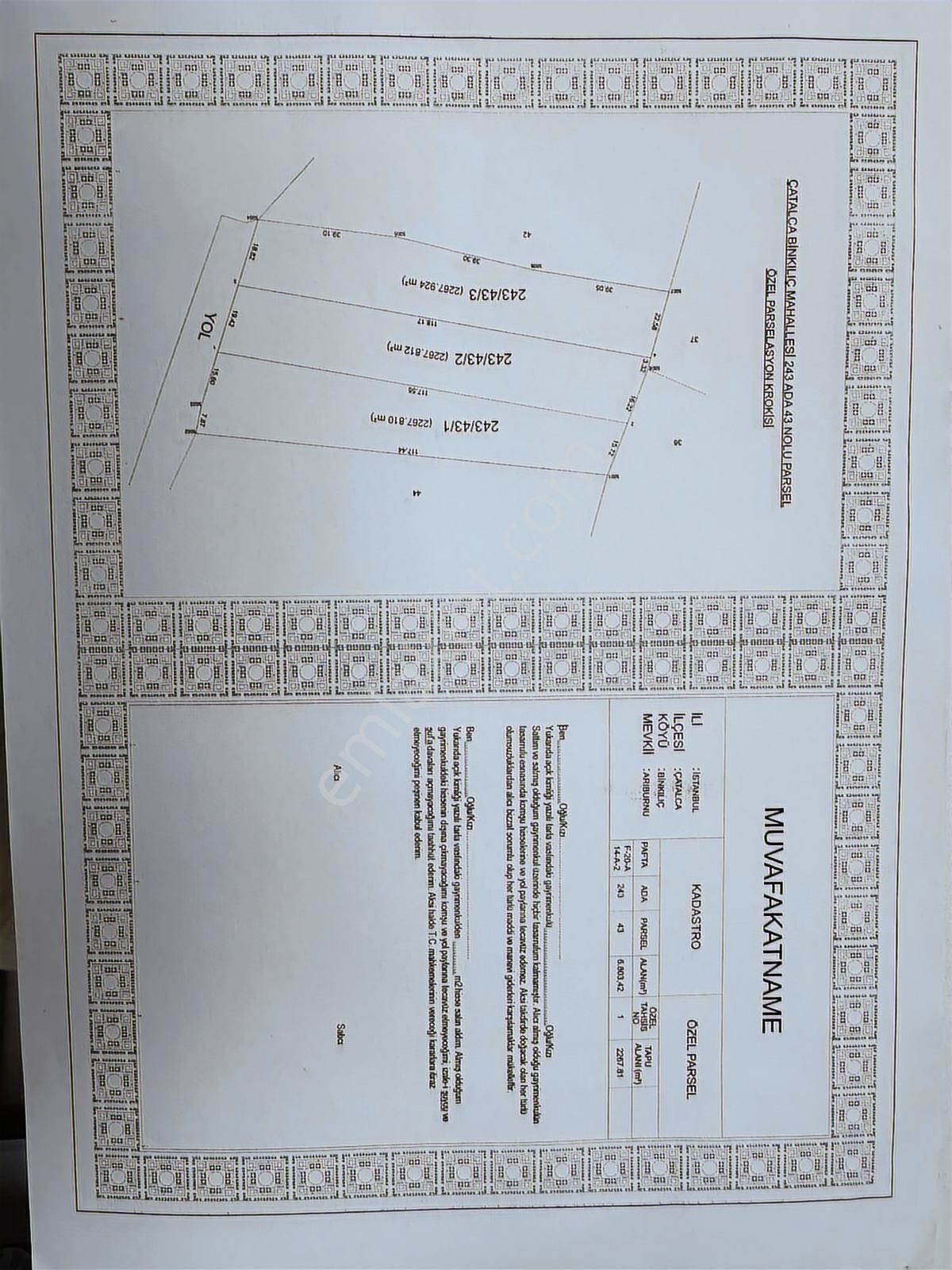 Çatalca Binkılıçta Çap Ve Muvafakatnameli 2267 M2 Arsa - Görsel 5