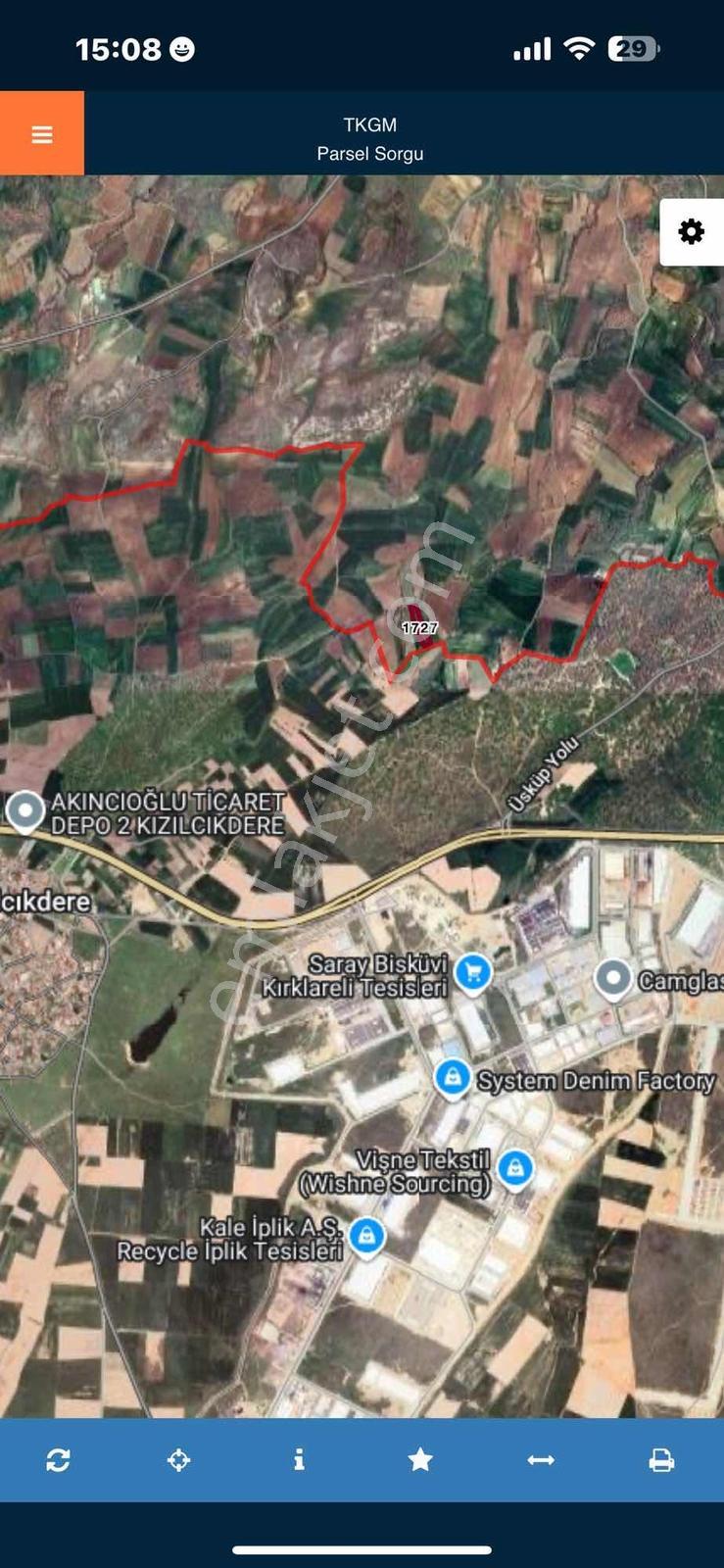 Kırklareli Merkez Yündalan Köyünde Sanayi Karşısı 5194 M2 Tarla