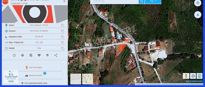 Kocaeli İzmit Çağırgan'da 454 M2 Köy İçi İmarlı Satılık Tarla