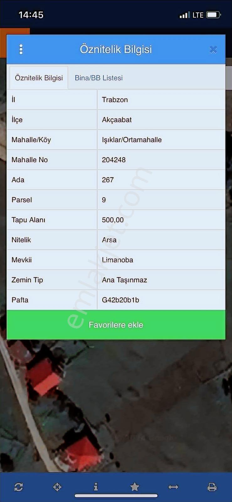 Işıklar Ortamah Limanoba Mevkii 500 M2 Arsa...