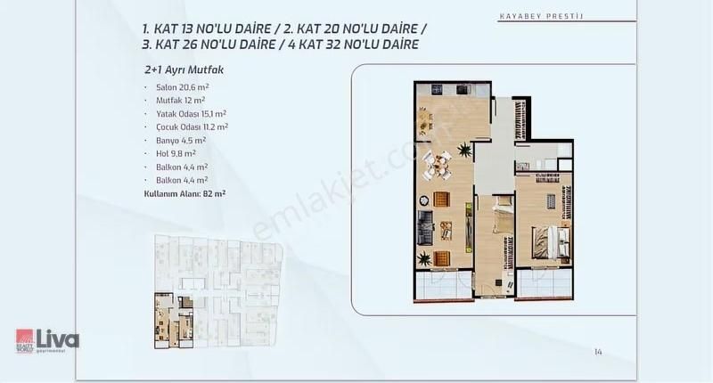 Liva'dan Kayabey Prestij'de Satılık 2+1 Daire Lansman - Görsel 15