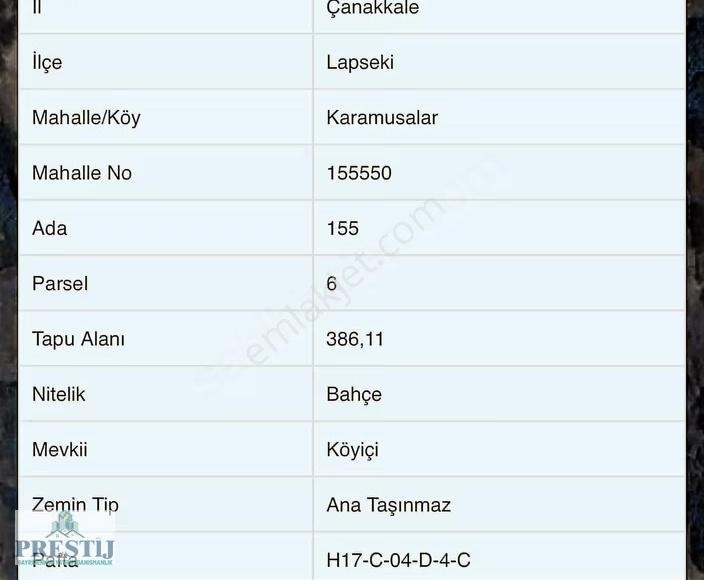Prestijden Çanakkale Lapseki Karamusalar Köyü Satılık Bahçeler - Görsel 3