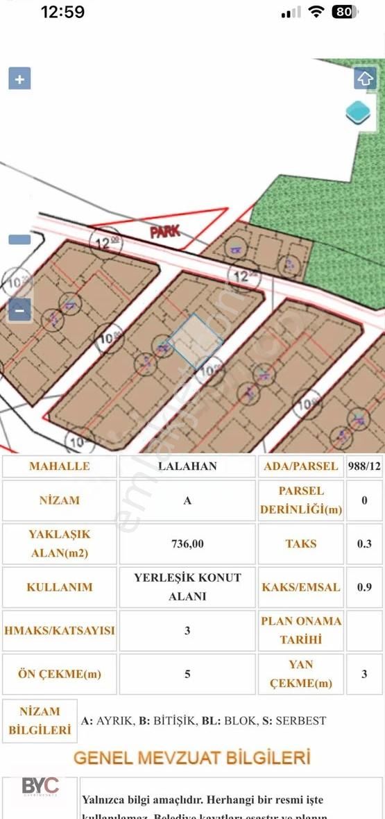 Byc Den Lalahan Karıyaka Mah Sinde 184 M2 İmarlı Satlık Arsa - Görsel 2
