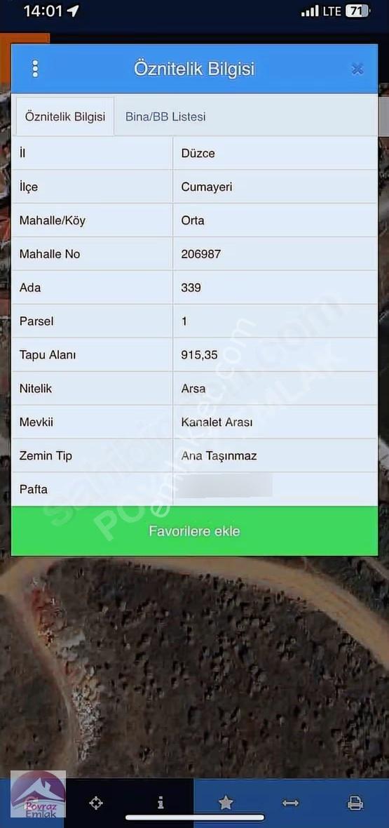 Cumayeri Orta Mahallede 915 M² Konut İmarlı Satılık Arsa