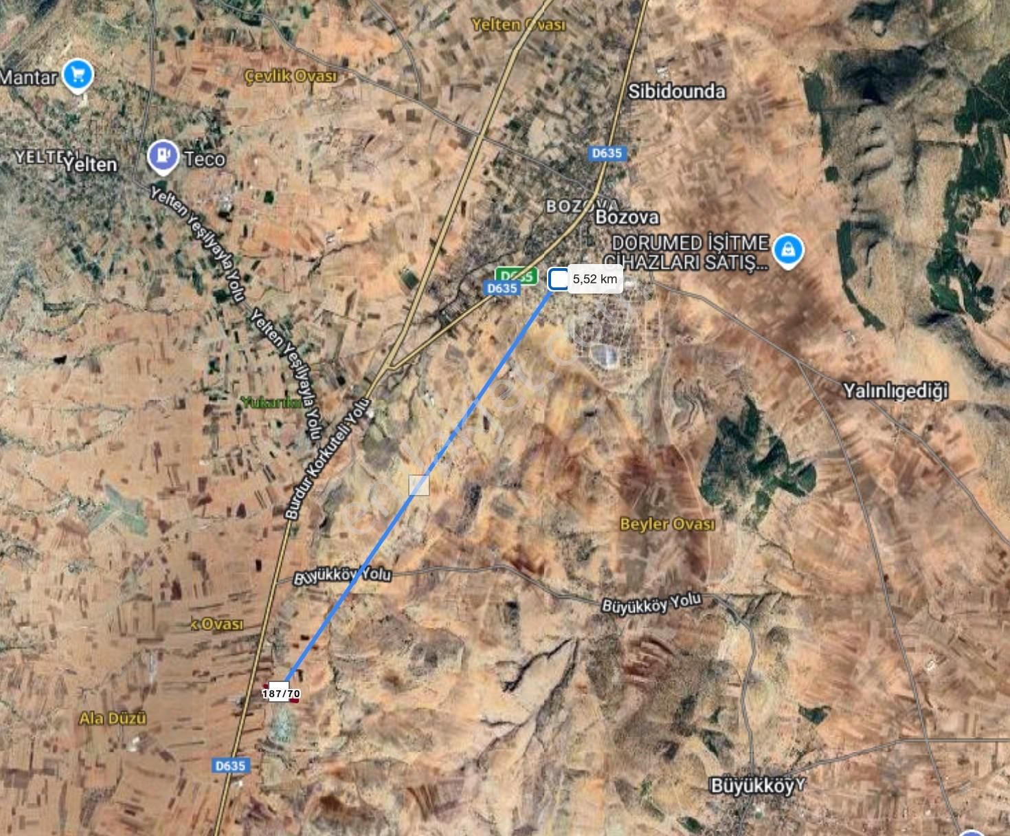 Antalya Korkuteli Yelten Bozova Arası Yatırımlık Satılık Tarla