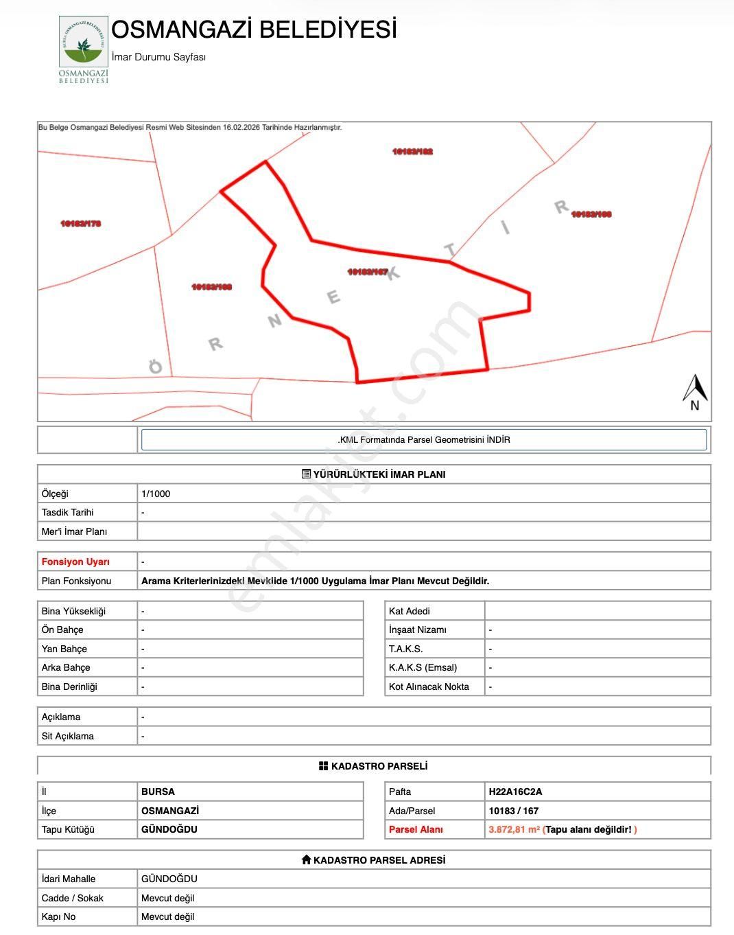 Bursa Osmangazi Fırsat Yatırım Ve Kullanım 3873 M2 Satılık Arsa - Görsel 3