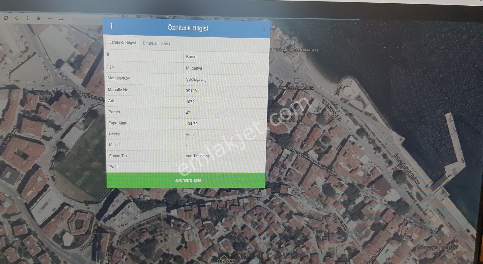 Mudanya Şükrüçavuş Mah. Üç Kat Konut İmarlı Satılık Arsa