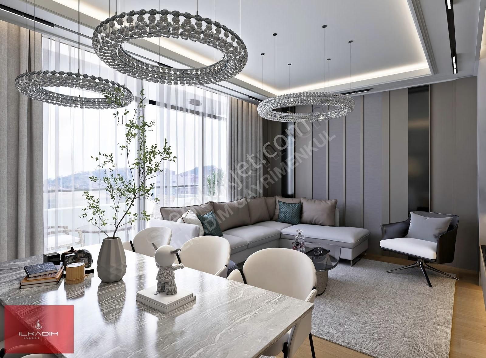 Çift Bloklu Sitede Yerden Isıtmalı Bağımsız Ada Mutfaklı 2+1