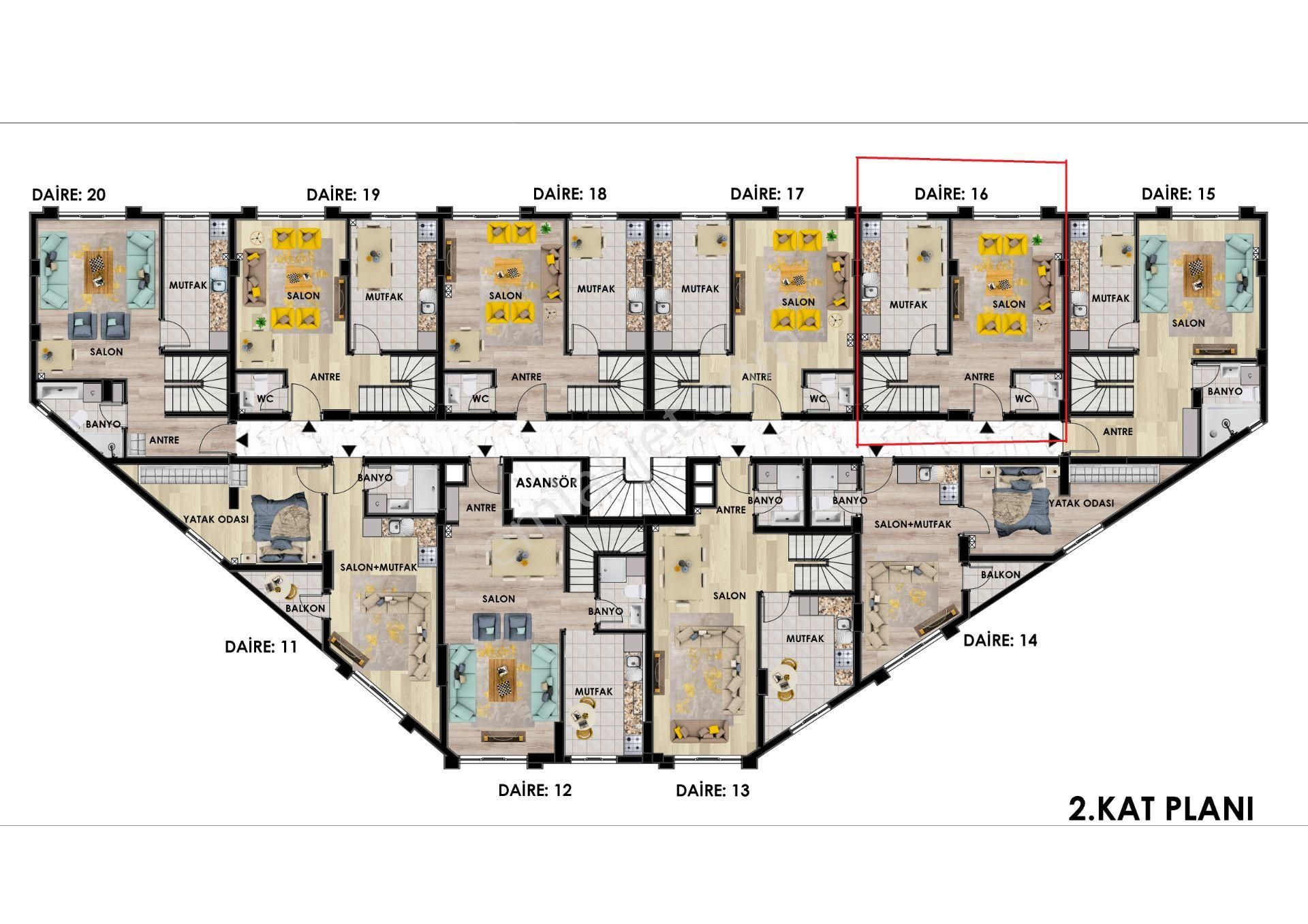 Ayyıldız Mah.de Sıfır Dubleks 2+0 Yerden Isıtmalı Kiralık Daire - Görsel 3