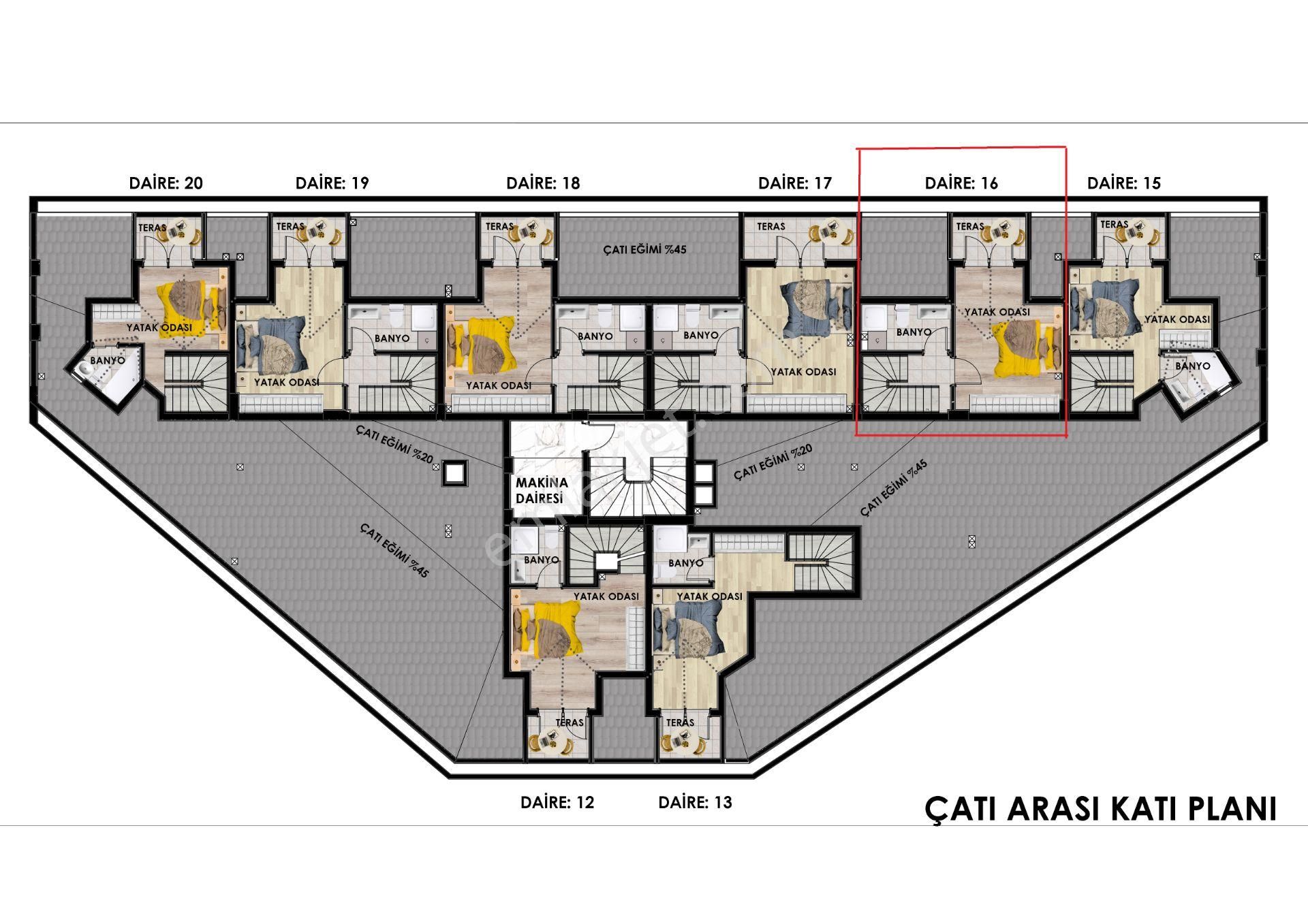 Ayyıldız Mah.de Sıfır Dubleks 2+0 Yerden Isıtmalı Kiralık Daire - Görsel 4