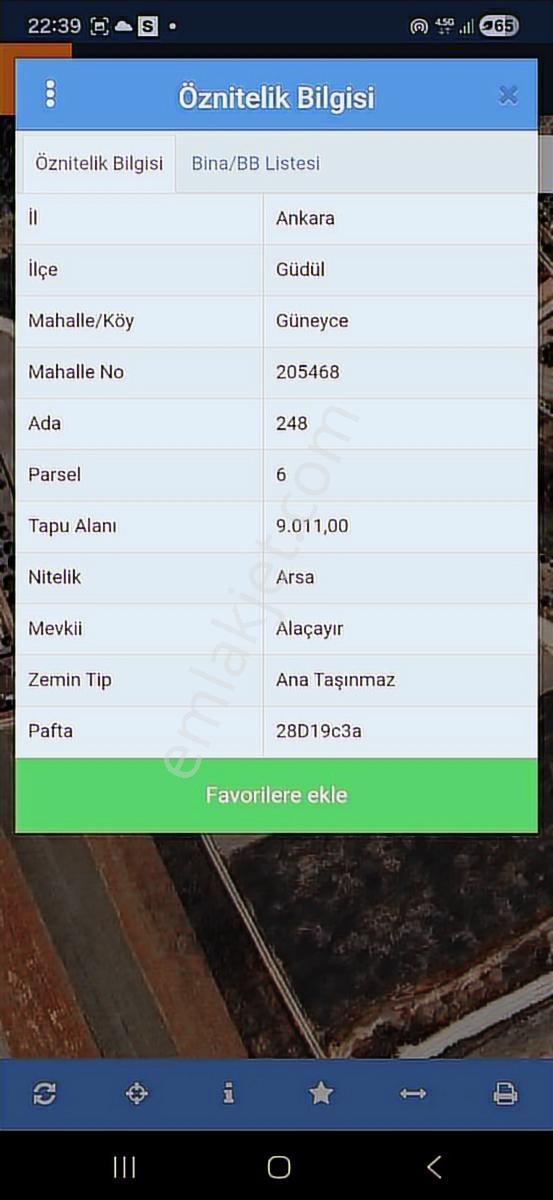 Ank Güdül Güneyce 500 M2 Etrafı Cevrili Hobi Bahcesi