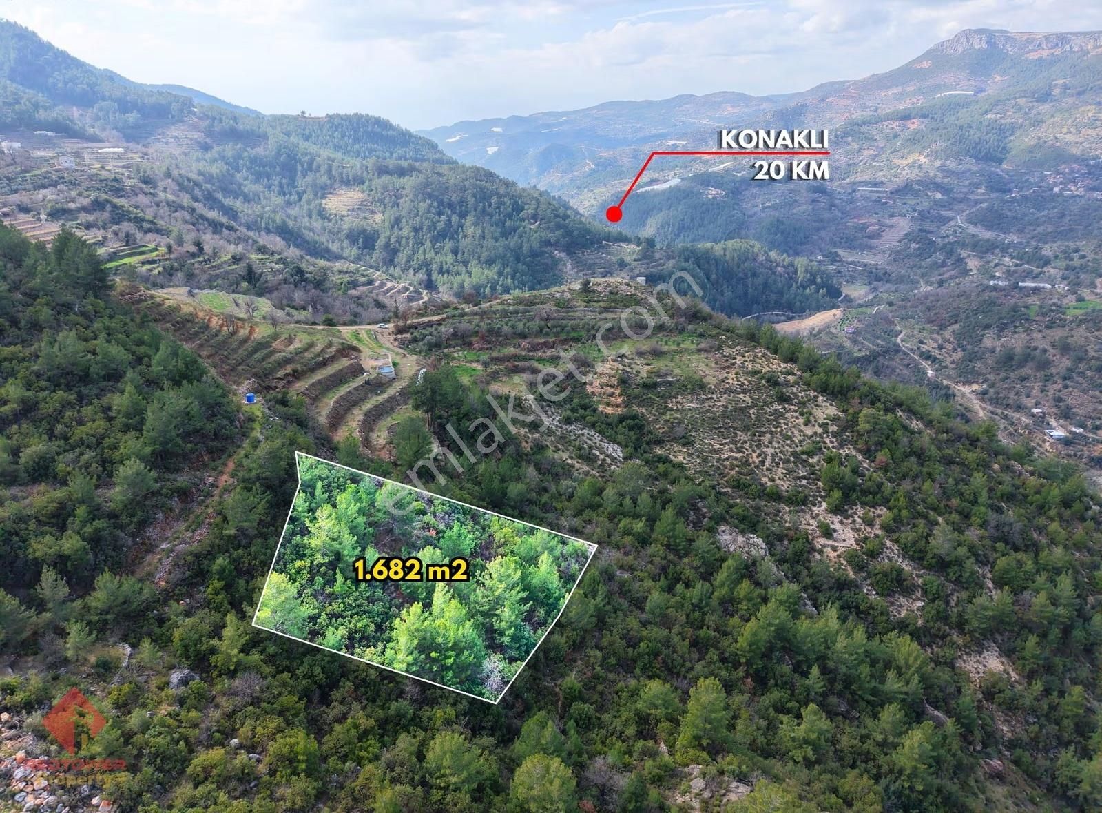 Alanya Türktaş Bölgesin'de Manzaralı, 1.682 M2 Satılık Tarla - Görsel 7