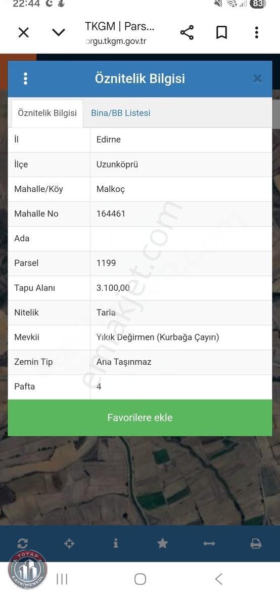 Toyap İnşaattan Edirne Uzunköprü Malkoç Mh Telefon Fiyatına Arsa - Görsel 2