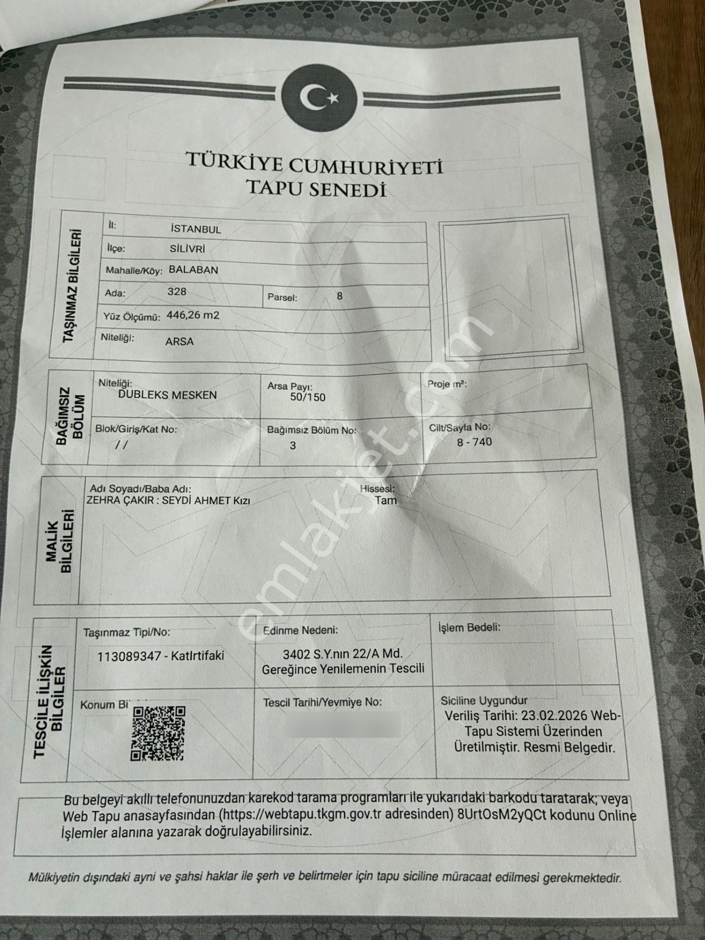 Gümüşyaka'da 3 Villalık Arsa