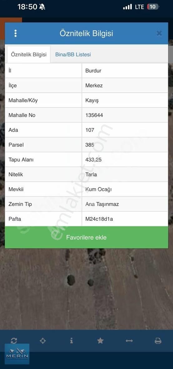 Burdur Merkez Kayış'da 433m2 Satılık Tarla - Görsel 2
