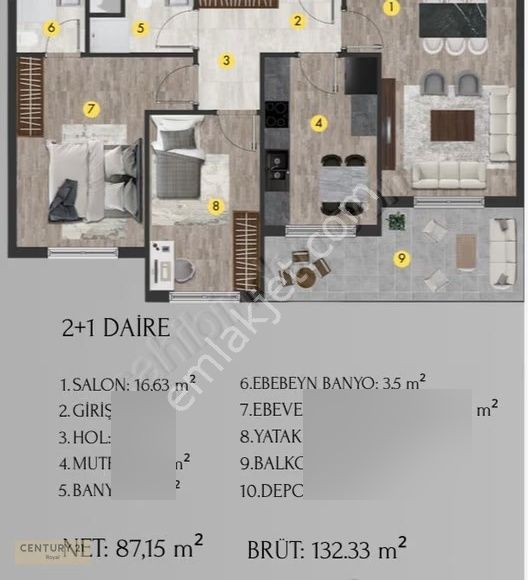 İncek Orıon Towers Avm Konseptli 2+1 Satılık Daireler - Görsel 4