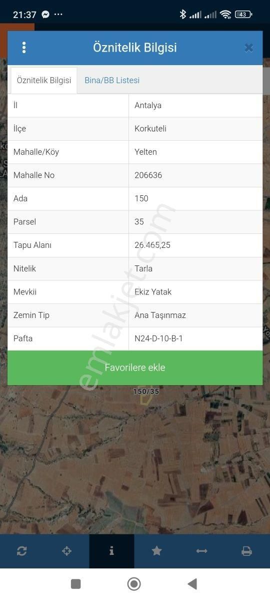 Korkuteli Yelten Köyü Satılık 26.465m2 Tarla Resmi Yol Var - Görsel 3