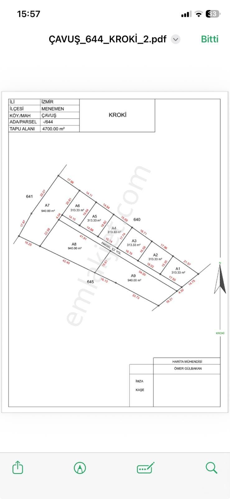 Menemen Çavuş'ta Yola Cepheli 313 M² Hobi Bahçesi