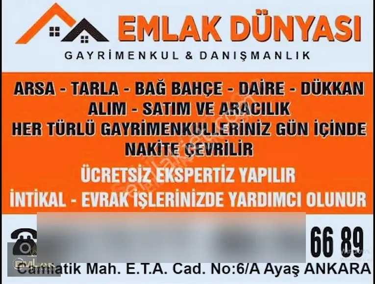 Ayaş Merkez Çarşı İçinde Bahçeli Avlulu Tarihi Konak