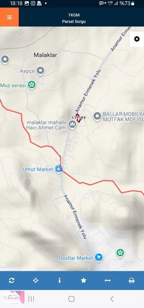 Mersin Anamur Malaklar Da Satılık 1.890 M2 Tek Tapu Tarla - Görsel 3