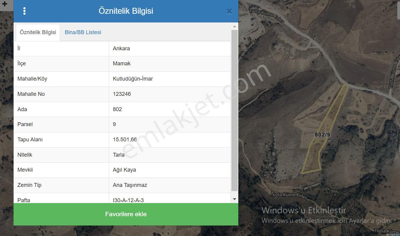 Ankara Mamak Kutludüğün De Yatırımlık Uygun Fiyatlı 3140 M2 Tarla