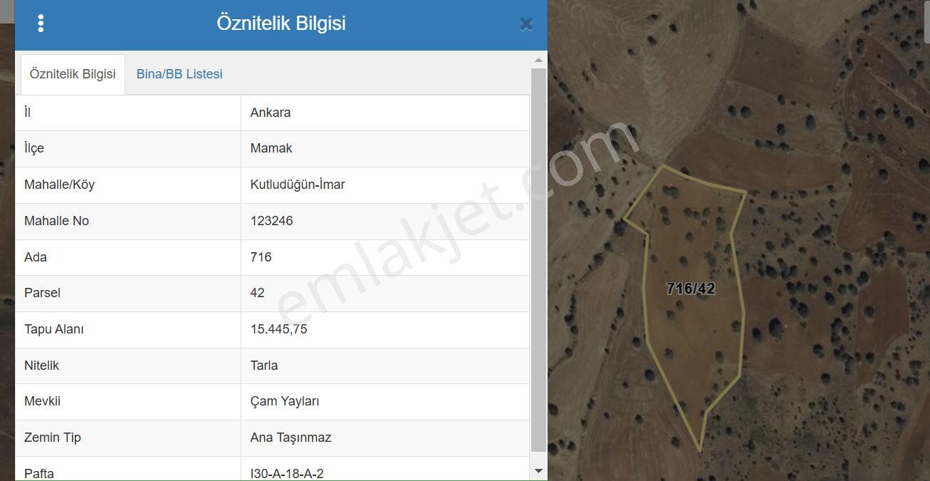 Ankara Mamak Kutludüğün'de Yatırımlık Uygun Fiyatlı 242 M2 Tarla