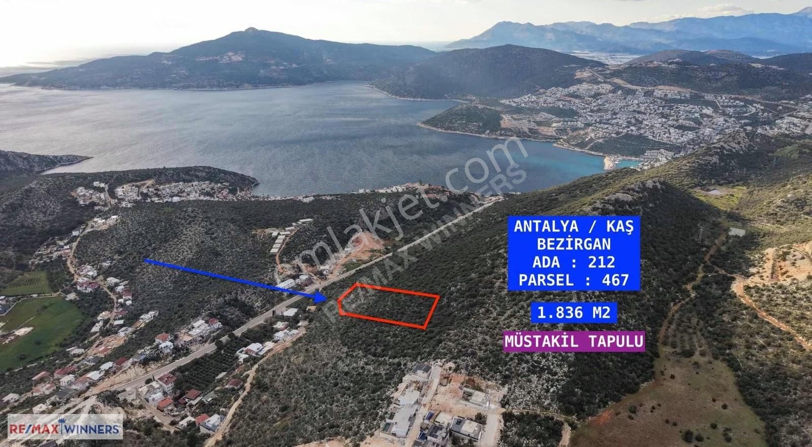 Kalkan'da Deniz Manzaralı Müstakıl Tapulu 1.836 M2