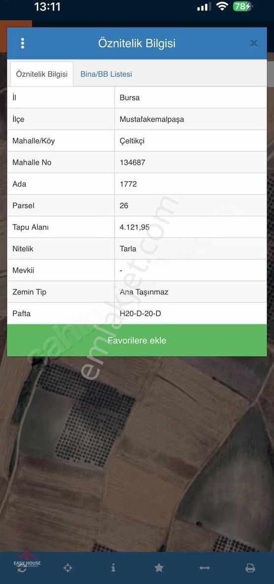 Kemalpaşa Çeltikçi 4121 Metrekare Satılık Fırsat Tarla