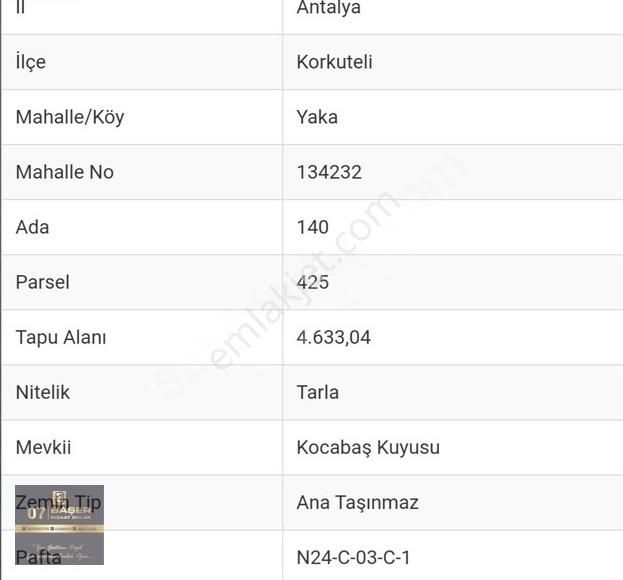 Korkuteli Yakaköy'de Acilsatılık 4600m2 Tarla Elektrik Su İçinde - Görsel 4